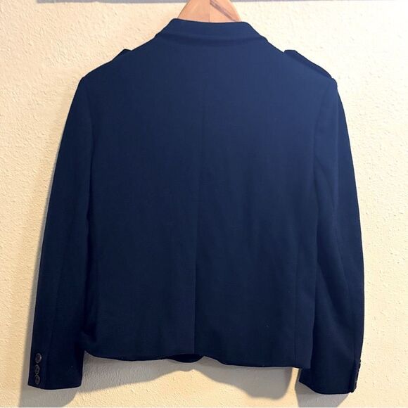 Tory Burch EUC Stretch Knit Navy Blue Blazer 3 Button Front Size Extra Small - Picture 3 of 8